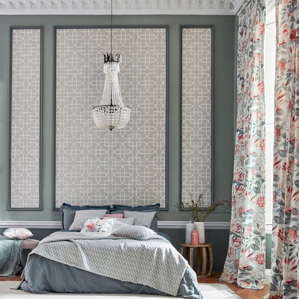 Hampton Trellis Wallpaper 216661 by Sanderson in Grey